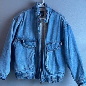 Denim bommer and jacket with Sherpa inside
